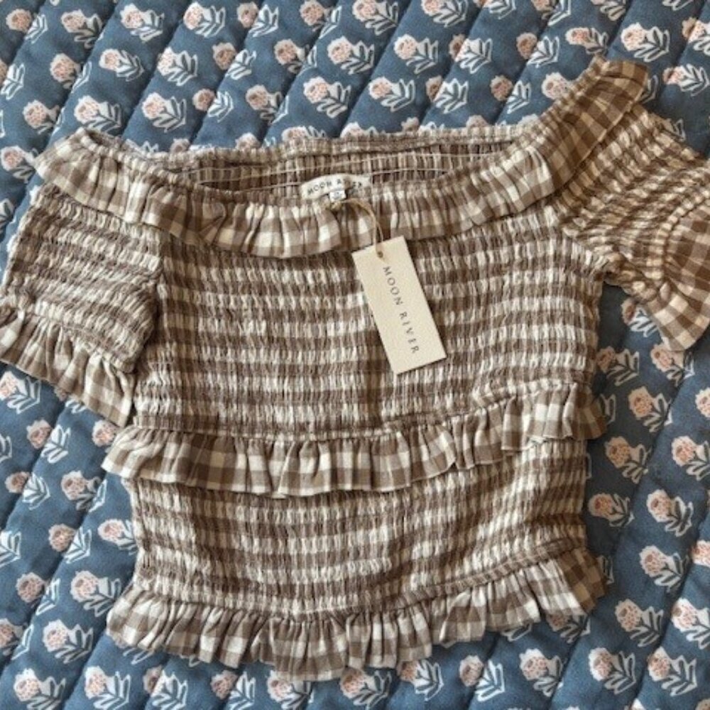 💛NWT Anthropologie Moon River Gingham Top // Size M // Rare/Hard to Find! 💛 - Picture 6 of 7